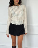 Image of Venia Knitted Long Sleeve Top in Birch Cream