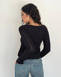 Image of Venia Knitted Long Sleeve Top in Black