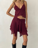 Image of Veny Mini Skirt in Chiffon Oxblood