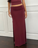 Image of Venya Maxi Skirt in Cupro Burgundy