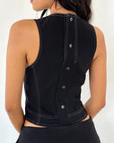 Image of Verbena Lace Panel Top in Black Tailoring