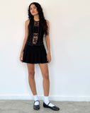 Image of Verbena Lace Panel Top in Black Tailoring