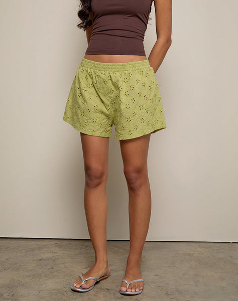 Image of Verie Short in Little Daisy Broderie Lime