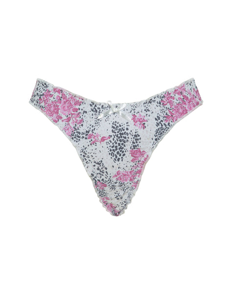 Image of Veroly Bikini Bottom in White Jungle Flower Print