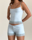 Image of Kuden Lace Hem Short in Soft Slinky Blue