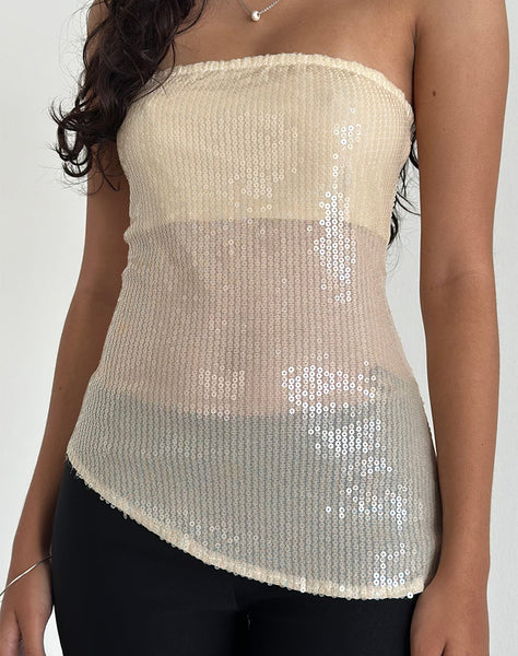 Image of Viksuni Bandeau Top in Nude Clear Tinted Disc