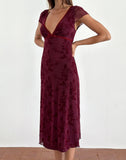 Image of Vilinia Midi Dress in Botanical Flower Maroon