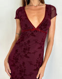 Image of Vilinia Midi Dress in Botanical Flower Maroon