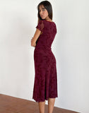 Image of Vilinia Midi Dress in Botanical Flower Maroon