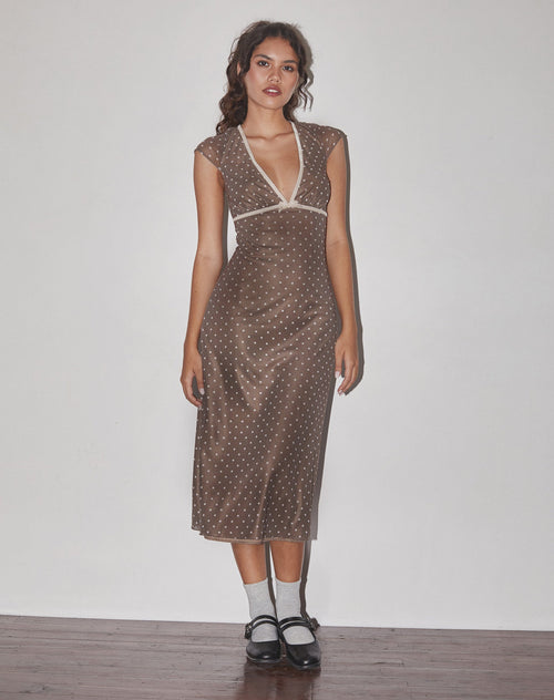 Image of Vilinia Midi Dress in Basic Polka Brown