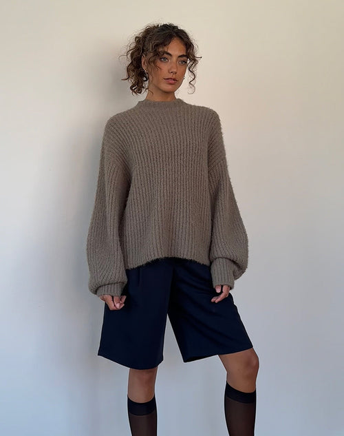 Image of Viola Oversized Knitted Jumper in Light Olive