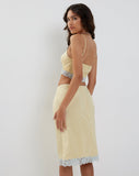 Image of Virni Cami Crop Top in Pale Yellow Satin