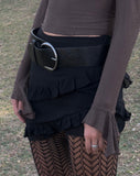 Image of Malinna Ruffle Mini Skirt in Black Chiffon