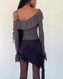 Image of Viserra Asymmetric Long Sleeve Top in Bubble Mesh Brown