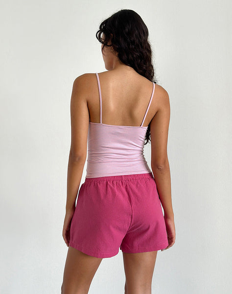 Image of Voir Shorts in Poplin Red and Pink Stripe