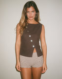 Image of Vonne Asymmetric Button Top in Chocolate Brown