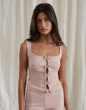 Image of Vonnie Bow Vest Top in Knit Sandy Pink