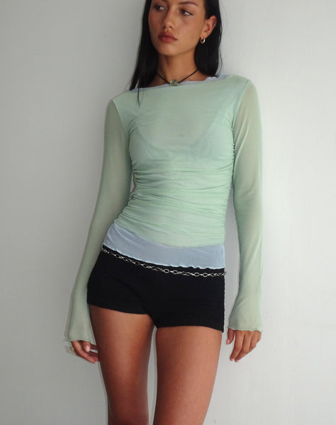 Image of Vrist Long Sleeve Mesh Top in Frost Blue