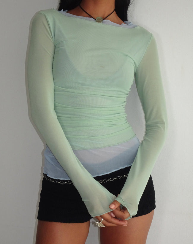 Image of Vrist Long Sleeve Mesh Top in Frost Blue