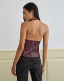 Image of Wahya Lace Up Halter Top in PU Plum