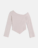 Image of Wakana Asymmetric Long Sleeve Top in Cannoli Cream