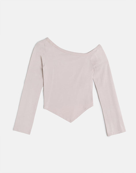 Image of Wakana Asymmetric Long Sleeve Top in Cannoli Cream