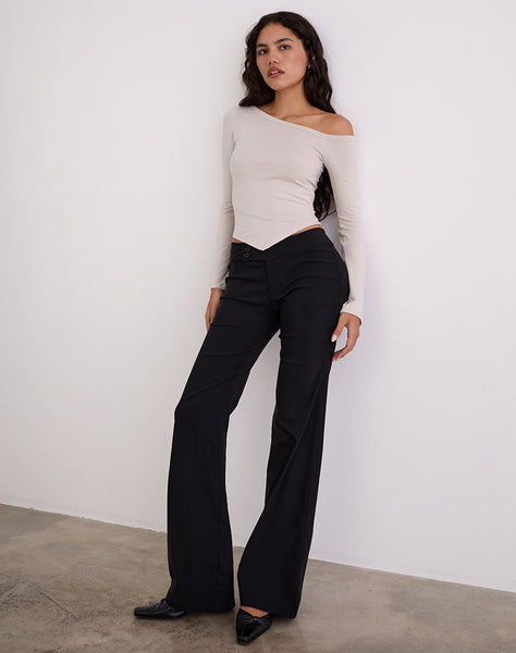 Image of Wakana Asymmetric Long Sleeve Top in Cannoli Cream