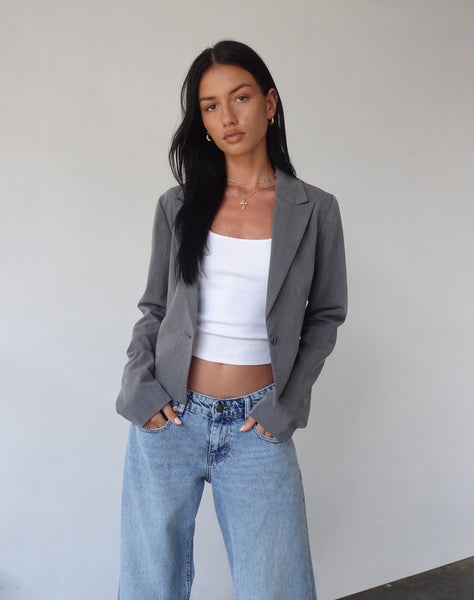 image of Walid Cropped Blazer in Tailoring Charcoal