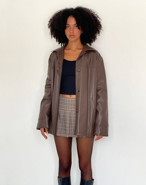 Image of Walta Jacket in PU Truffle Brown