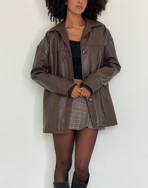 Image of Walta Jacket in PU Truffle Brown