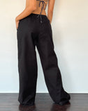 Image of Wasic Wide Leg Linen Trouser in Black