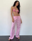 Image of Wasic Wide Leg Linen Trouser in Flamingo Pink