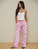 Image of Wasic Wide Leg Linen Trouser in Poplin Swirl Pink