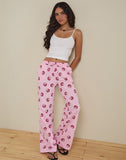 Image of Wasic Wide Leg Linen Trouser in Poplin Swirl Pink