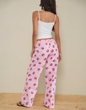 Image of Wasic Wide Leg Linen Trouser in Poplin Swirl Pink