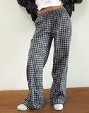 Image of Wasic Wide Leg Linen Trouser in Tonal Black and Grey Gingham