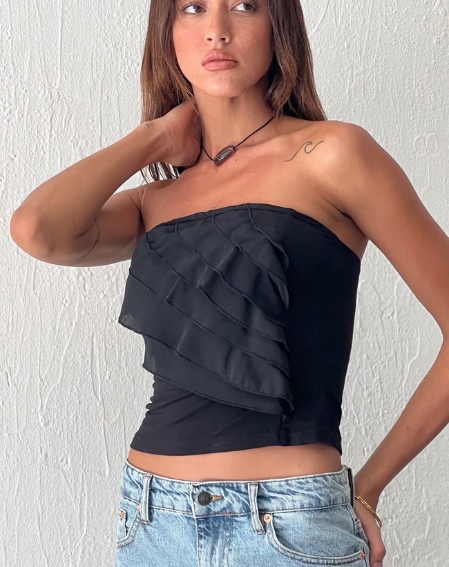 image of Wayan Ruffle Bandeau Top in Black