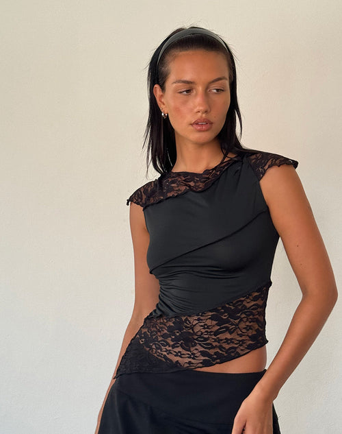 Image of Weasly Lace Top in Slinky Black