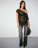 Image of Weavora Slash Neck Top in Open Knit Black