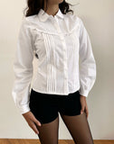 Image of Wells Frill Long Sleeve Blouse in White