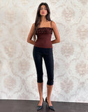 Image of Wendy Ruffle Cami Top in Argyle Mesh Brown