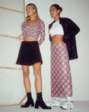 IMAGE OF Lassie Maxi Skirt in Pink Blurred Check