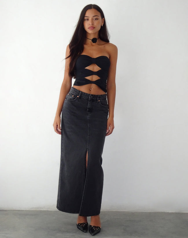 Image of Widayu Bow Twist Bandeau Top in Black