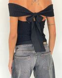 Image of Wilda Bardot Bow Back Top in Knit Black