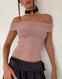 Image of Wilda Bardot Bow Back Top in Knit Blush