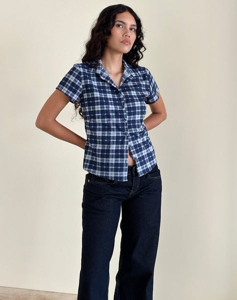 Image of Wilman Shirt in Tartan Dark Blue