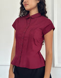 Image of Wilmot Blouse in Burgundy Poplin