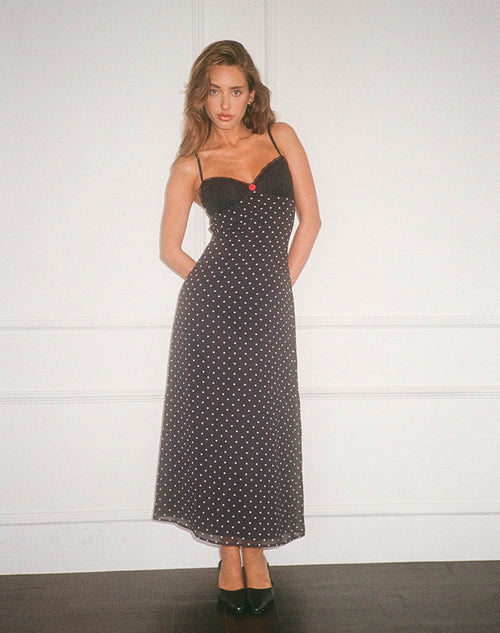 Image of Wilonna Maxi Dress in Basic Polka Black Chiffon