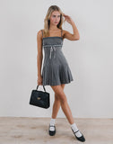 Image of Wimala Mini Dress in Charcoal with White Ribbon