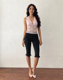 Image of Annika Lace Frill Capri Trouser in Black